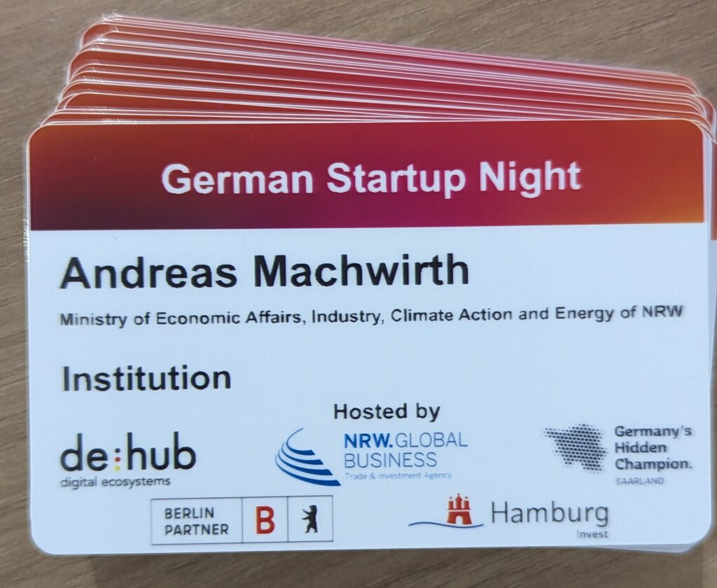 badge événementiel réalisation d'un événement professionnel avec prezevent (German Startup Night)